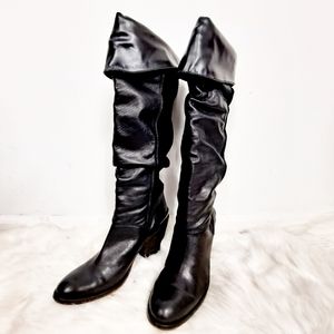 Lucky Brand Edina Black Leather Knee High Boots